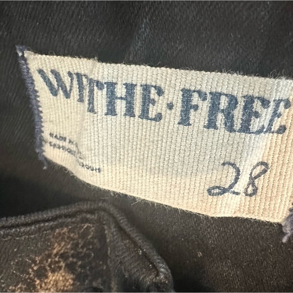 Free People Flare Jeans Pants Black Metallic Grunge Boho Festival Size 28 - Picture 6 of 7